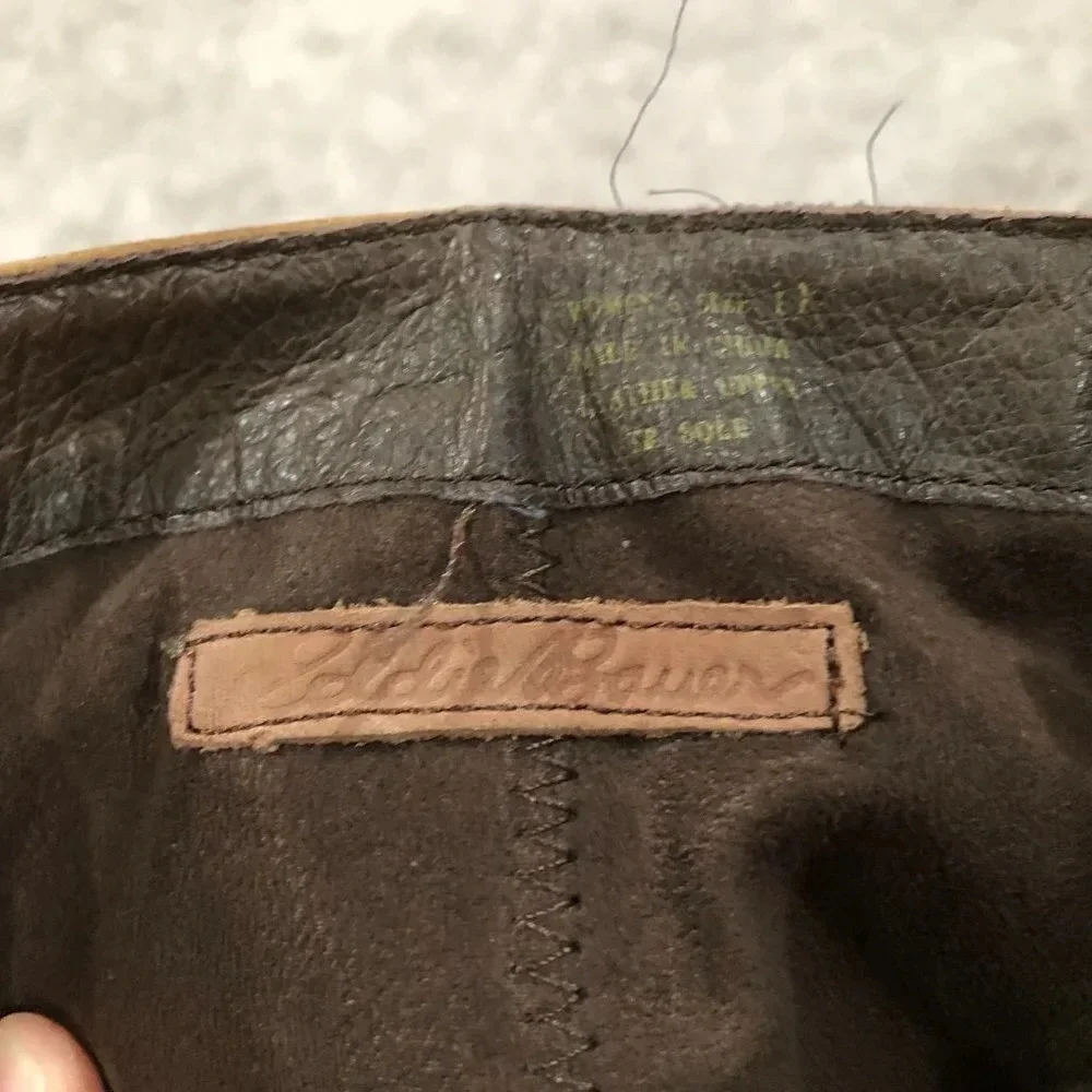 Eddie Bauer Tan Nubuck Leather Tall Riding Boots with Buckle and Lug Sole
